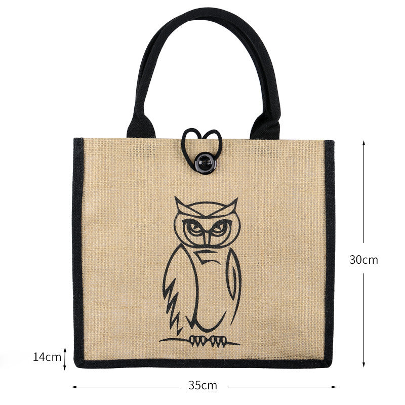 Burlap Tote Bags W/ A Button