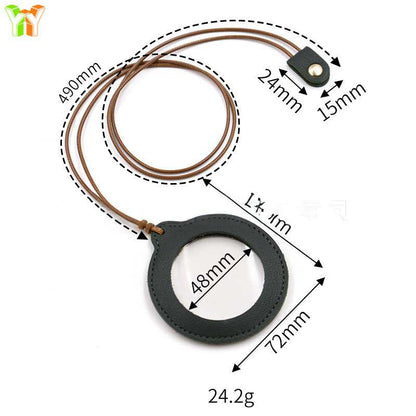 3X Vintage Leather Necklace Magnifier W/ Strap