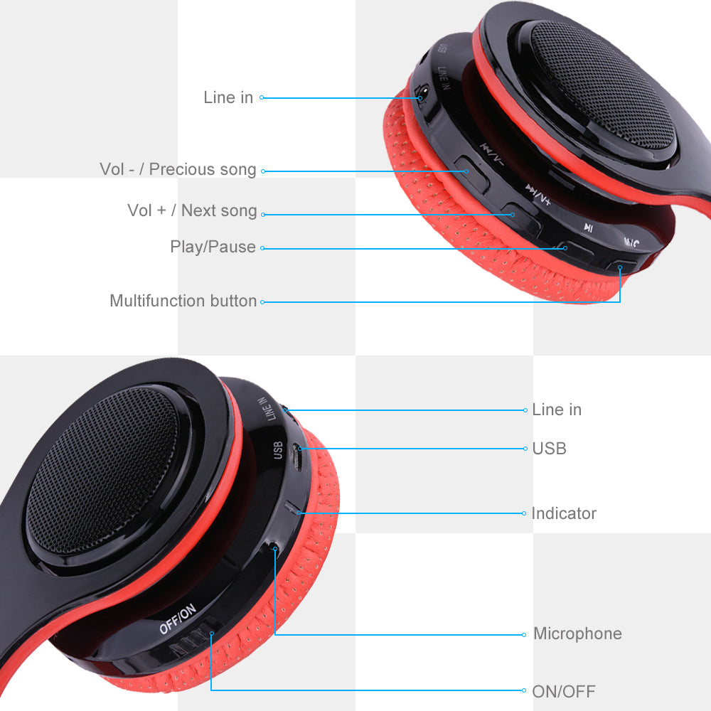 LED Wireless Foldable Stereo Headphone