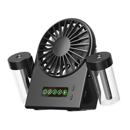 2-in-1 Dual Mist Desktop Fan & Humidifier Portable Digital Display Hydrating Misting Fan