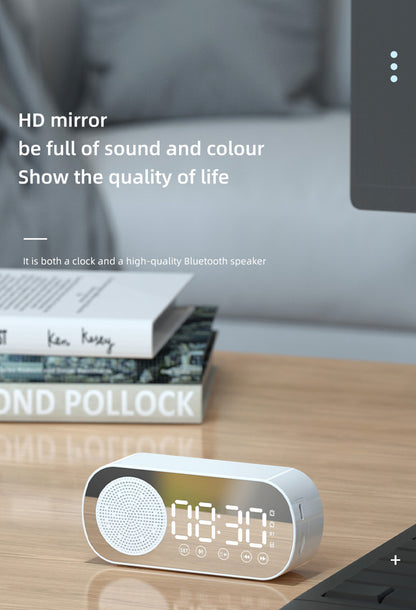 2000 mAh Digital LED Mirror Radio Alarm Clock Wireless Speaker
