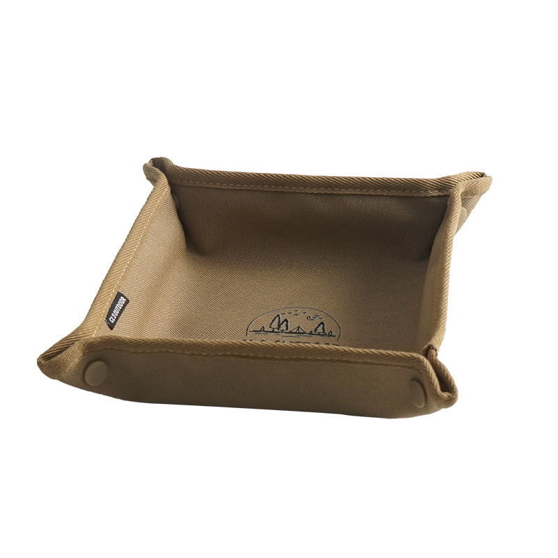 11.8'' x 11.8'' Foldable Canvas Collapsible Storage Tray, Portable Desktop Organizer