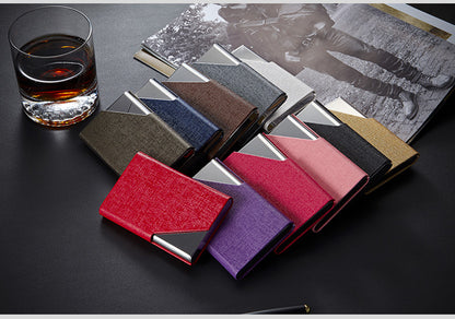 Business Card Cases PU Leather Name Card Holders Stainless Steel Multi Card Holders for Men Women