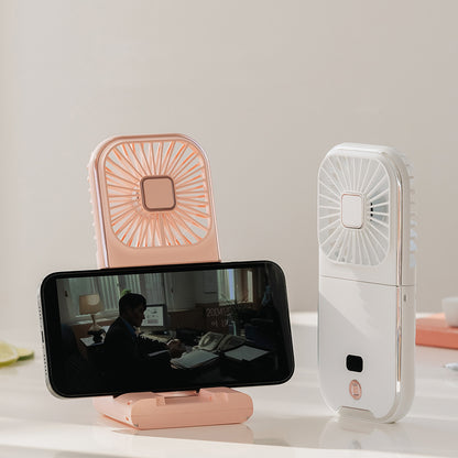 Mini Handheld Fan With Lanyard Power Bank Rechargeable Portable Fan Phone Holder