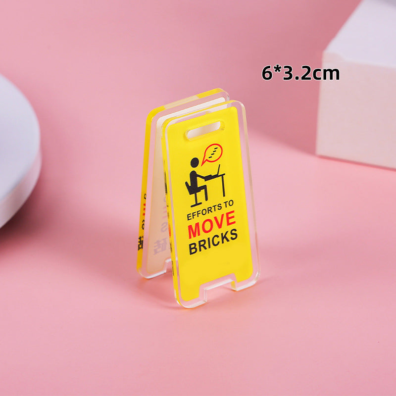 Warning Sign Shaped Acrylic Album Clip Bag Binder Sealing Clip Food Bag Clamp-Two Sides Printing