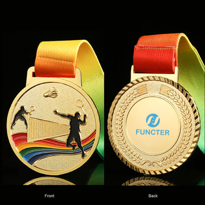 Badmintion Winner Medal Champion Award Medals with Ribbon Lanyard