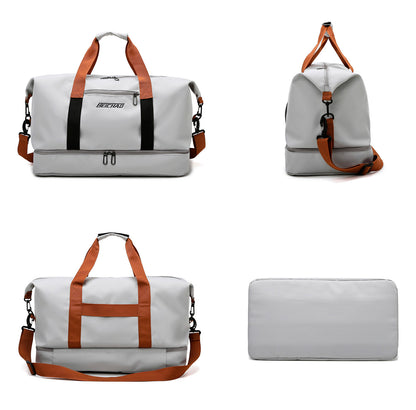 Travel Duffel Bag Oxford Tote Bag Sport Gym Bag Swimming Bag with Shoe Pouch&Wet Pocket