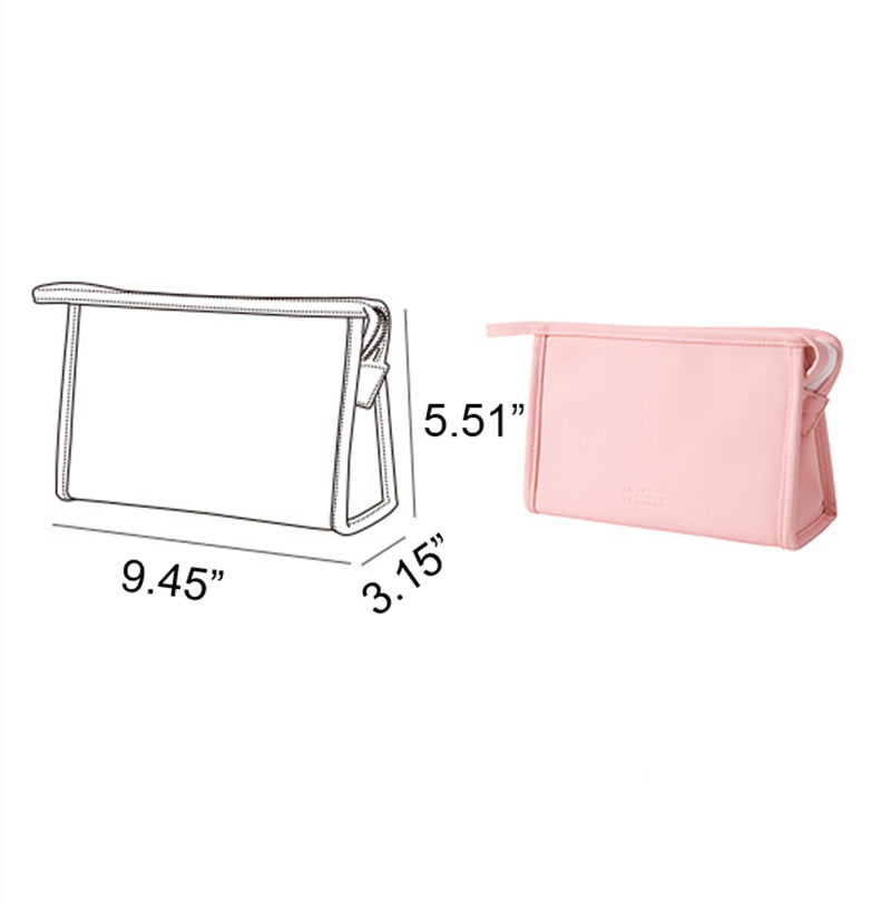 Water-Resistance PU Leather Zippered Toiletry Makeup Bag