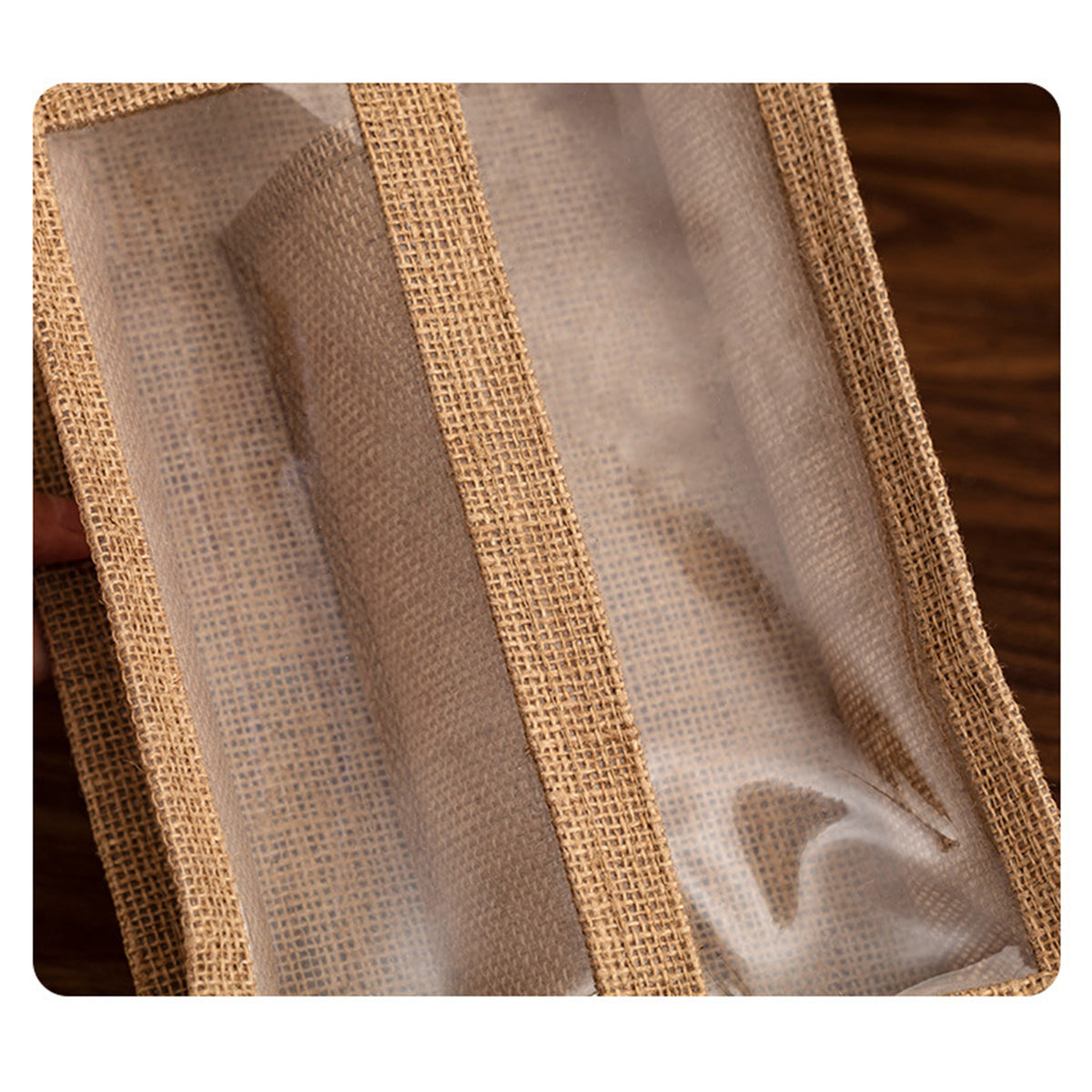 Eco-Friendly Burlap 2 Wine Bottle Bag w/ Window