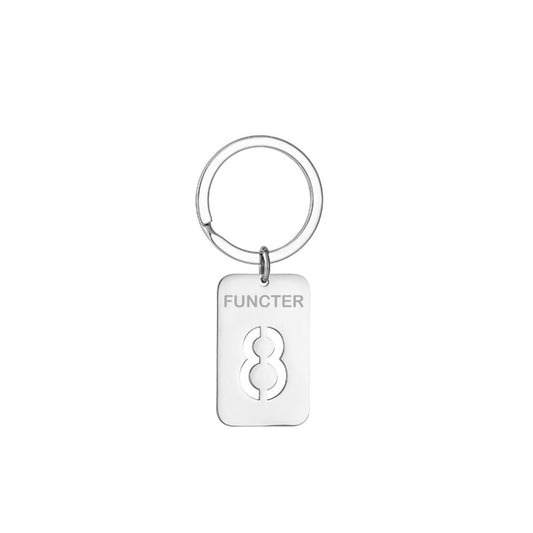Number 8 Rectangular Tag Keychain 32 x 20 mm