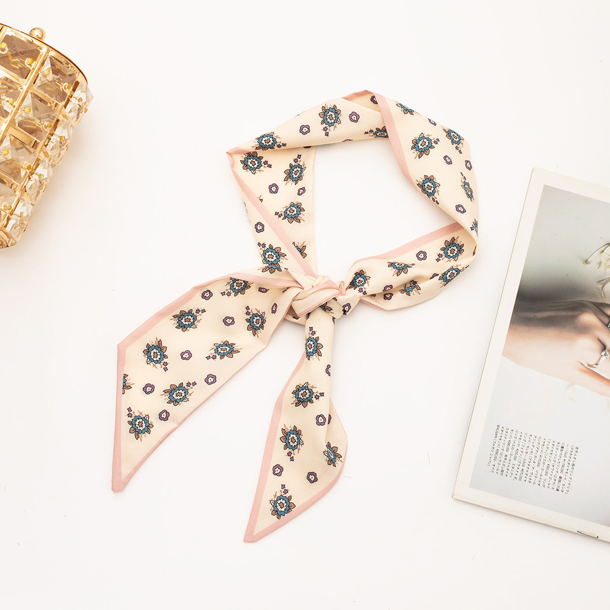 35" x 2" Full Custom Floral Neckerchief Long Hair Ribbon Neck Scarf Handbag Wrap Neck Tie #33