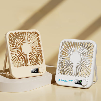 Summer Hot Rechargeable Desktop Fan Adjustable Angle 100 Speeds w/ LED Display Screen