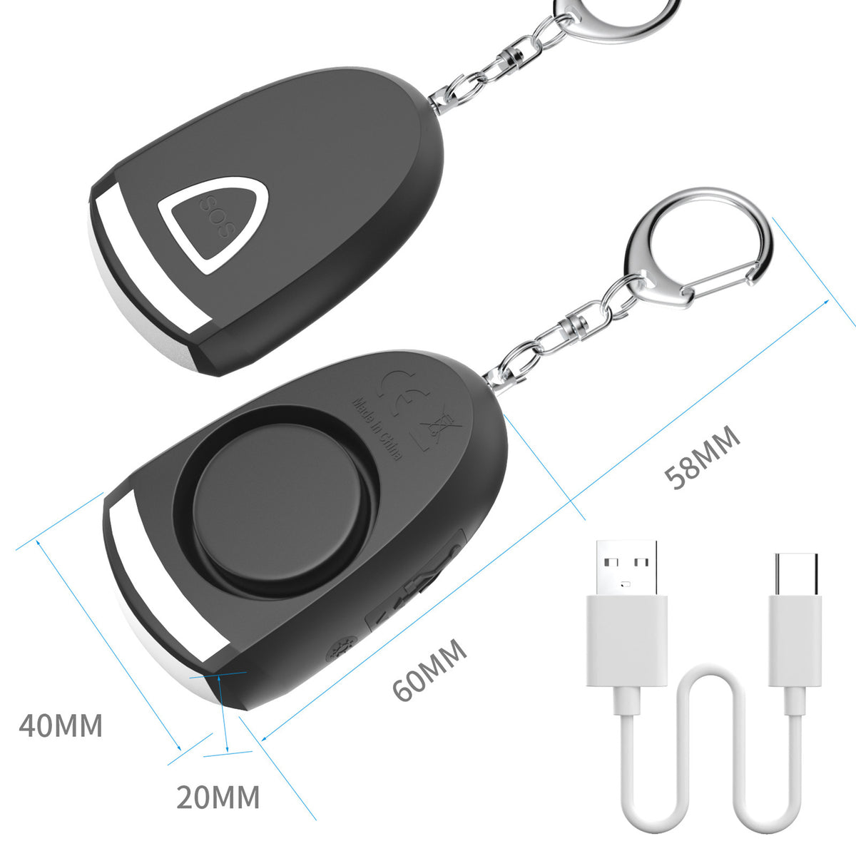 Portable Emergency Security SOS Siren Alarm Keychain