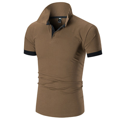 Men's Regular-fit Short-Sleeve Polyester Lapel Polo Shirt