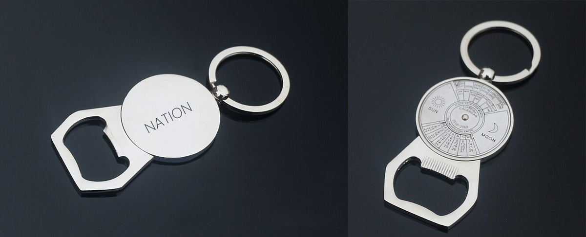 Perpetual Calendar Bottle Opener Key Ring