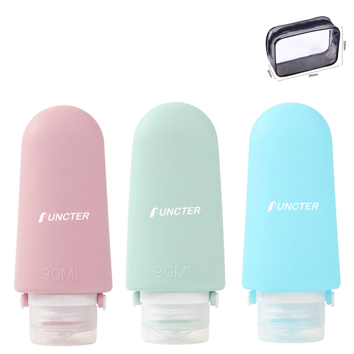 3OZ Portable Refillable Liquid Containers W/Handle ( 3pcs Set )