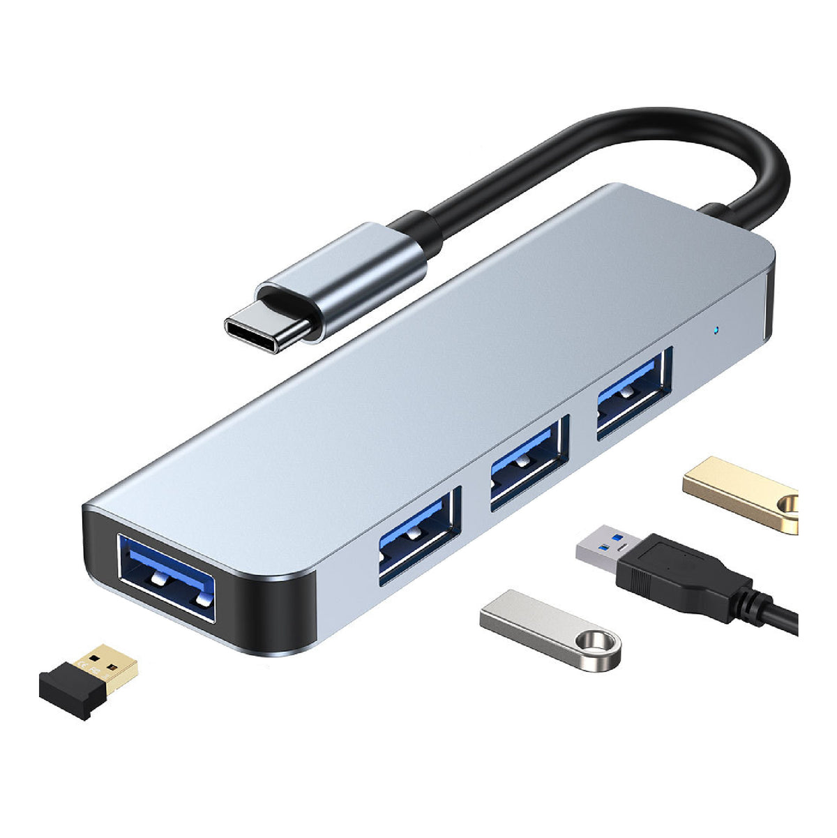 USB C Hub 4" 1 USB Adapter Compatible with Laptop PC