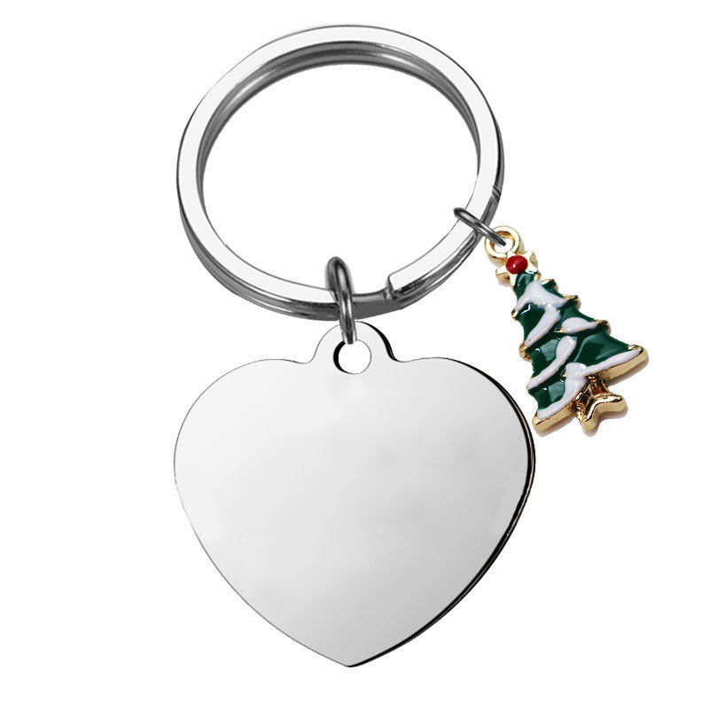 Heart Shape Keychain Christmas Tree Charm With Gift Box Package