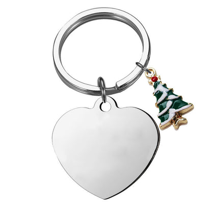 Heart Shape Keychain Christmas Tree Charm With Gift Box Package