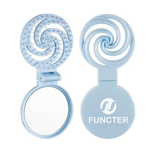 Foldable 2-in-1 Hair Brush With Mirror