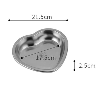 Stainless Steel Heart Shaped Large Size Plate Snack Eating Dish