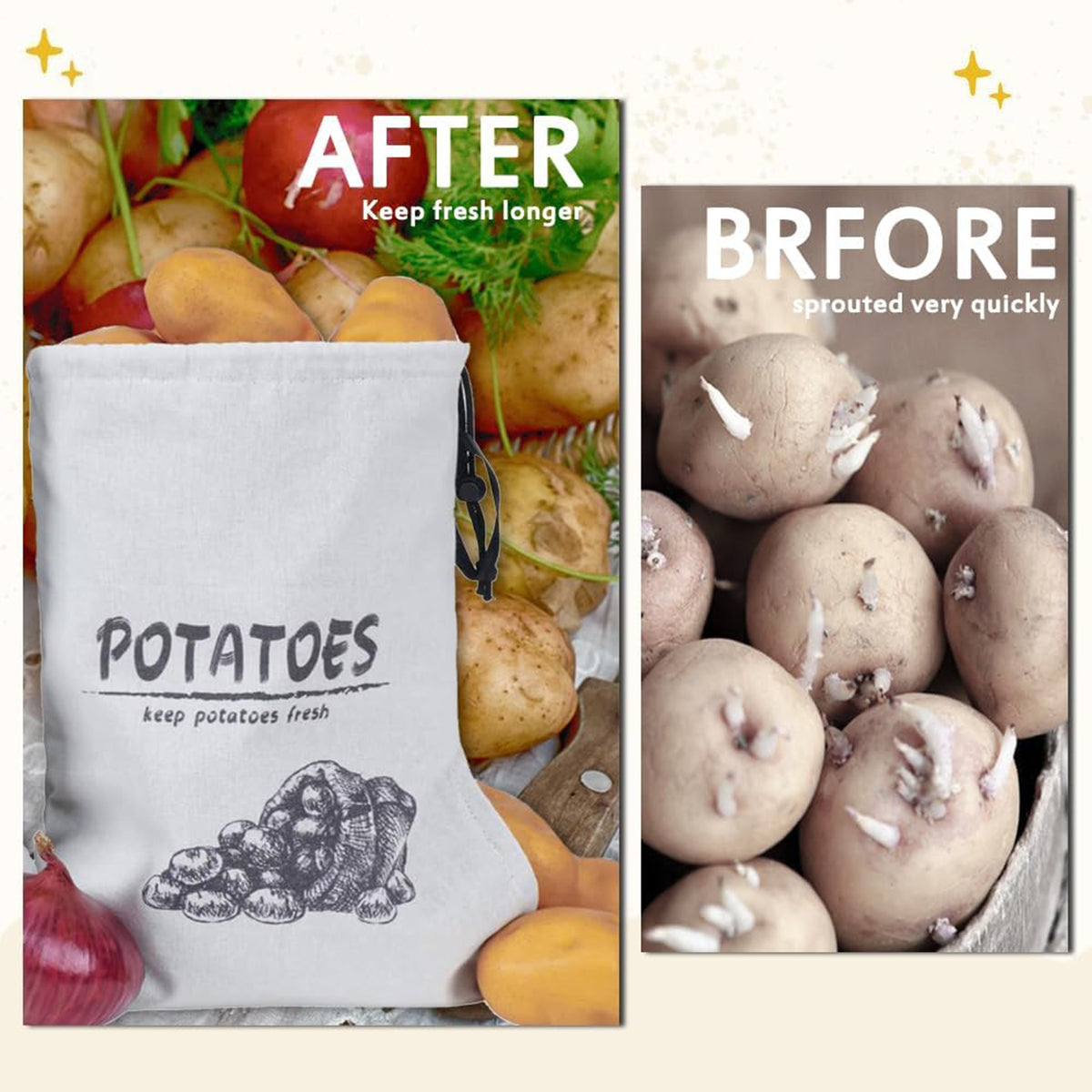 Custom Reusable Drawstring Potato Storage Bag