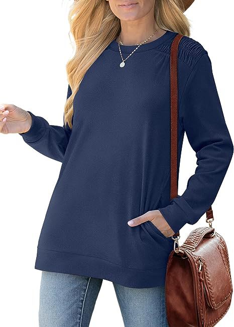 Women's Basic Casual Tee Crewneck Long Sleeve Plain Shirt