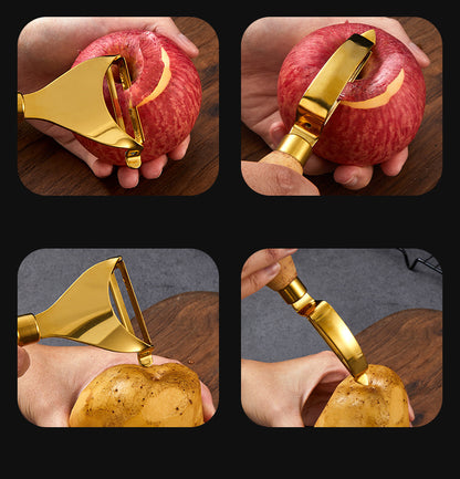 Gold Y Shaped Fruit Parer With Wood Handle