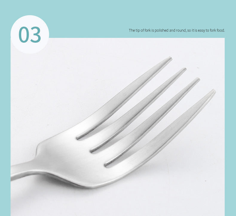 6-Piece 304 Stainless Steel Flatware Spoon Chopsticks Fork Straw Tableware Set W/Felt Bag