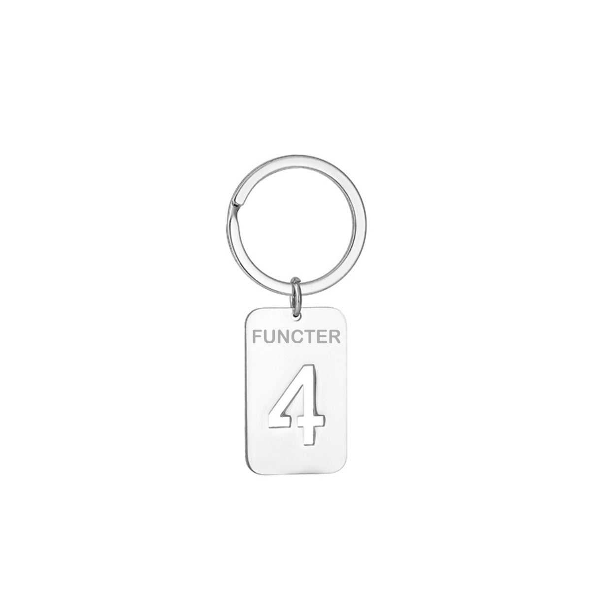 Number 4 Rectangular Tag Keychain 32 x 20 mm