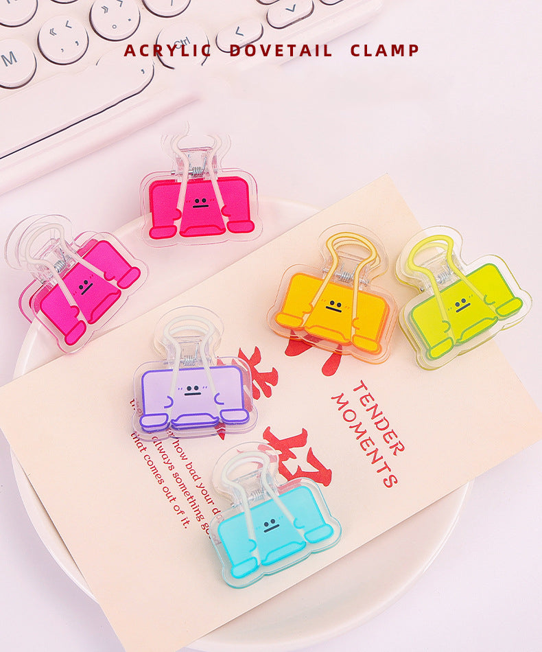 Dovetail Clamp Acrylic Album Memo Clip Bag Binder Sealing Clip Food Bag Clamp-Two Sides Printing