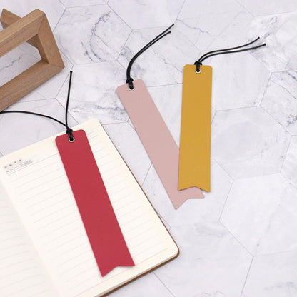 PU Leather Bookmark Classic Stitched Bookmark Page Markers Reading Gifts W/ Wax Rope
