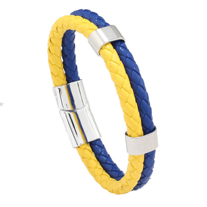 Double-Row PU Woven Bracelet for Men