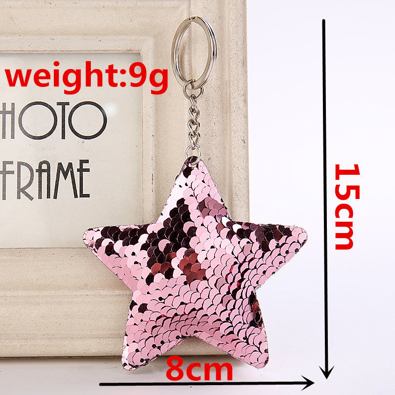 Star Shaped Reversible Sequins Keychain