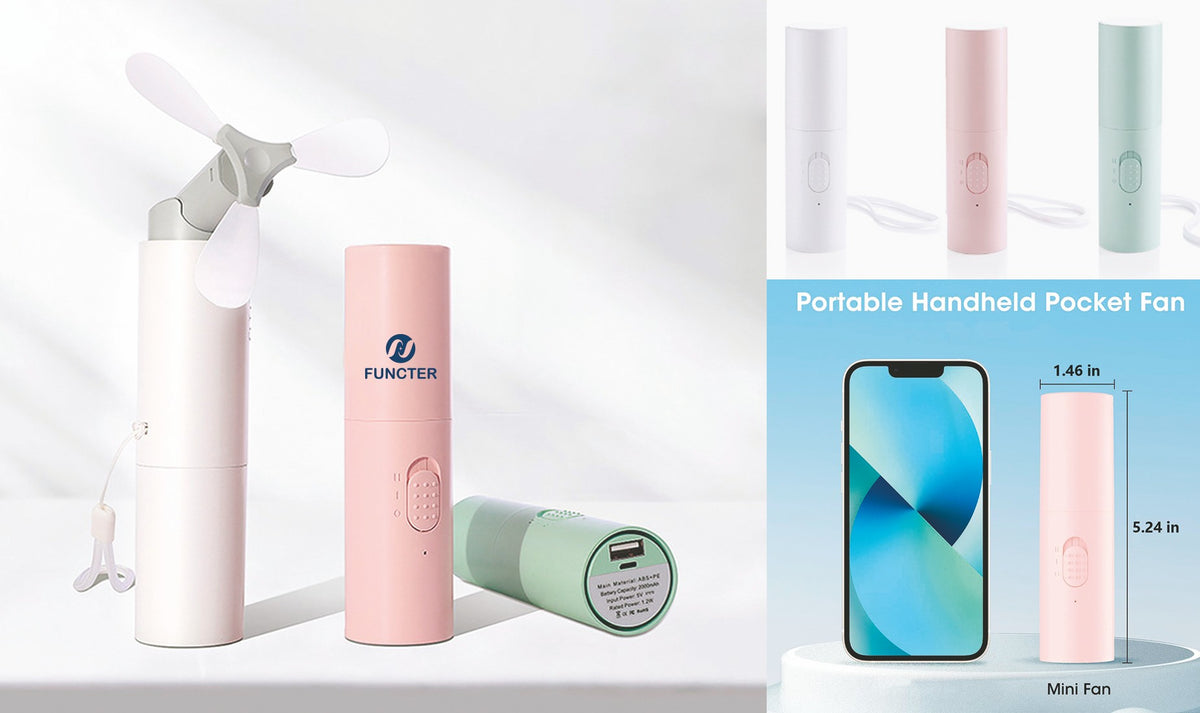 2000mAh Power Bank Folding Handheld Mini Fan Portable Rechargeable Small Foldable