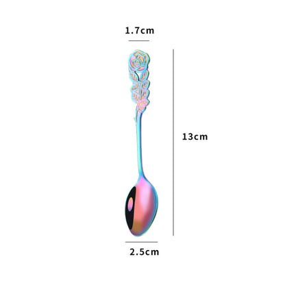 Coffee Spoons Stainless Steel Rose Handle Teaspoons Durable Dessert Spoons