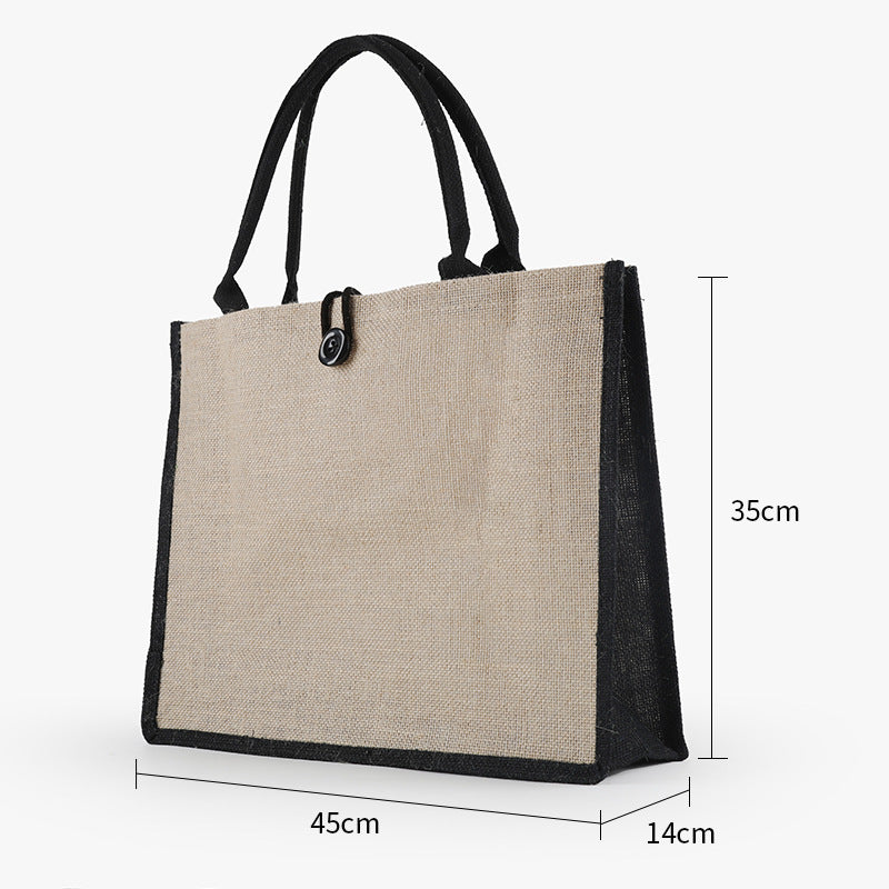 Burlap Tote Bags W/ A Button