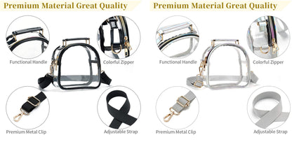 Women's PVC Transparent Clutch Clear Purse Crossbody Bag with Adjustable Strap Stadium Approved Bag