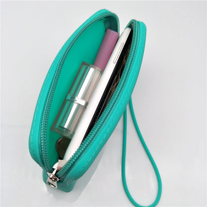 Portable Multi Purpose Soft Silicone Zipper Bag Organizer Purse With Handle