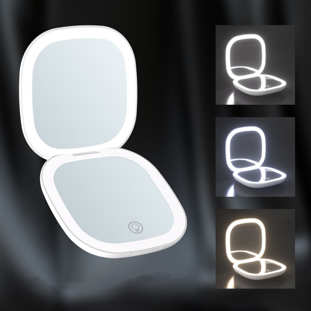 LED Lighted Travel Makeup Mirror 5x Magnification