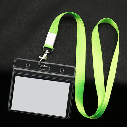 PVC Badge Holder Transparent Badge Holder Horizontal ID Holder Employee Card Holder With Lanyard