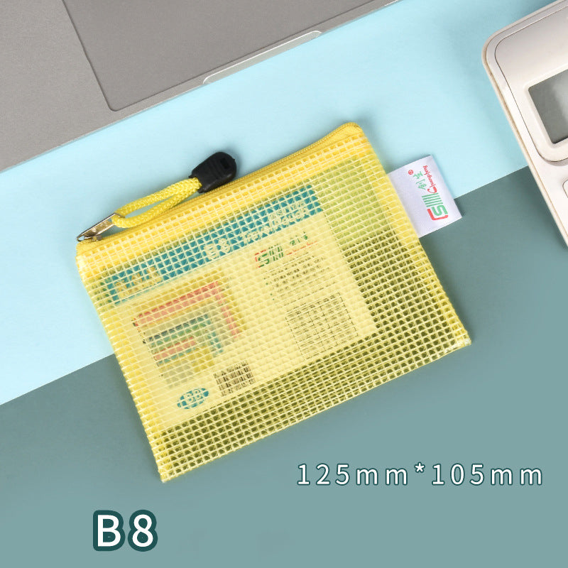 B8 Size Mesh Zipper Pouch Document Holder Bag File Document Pouch For School Office