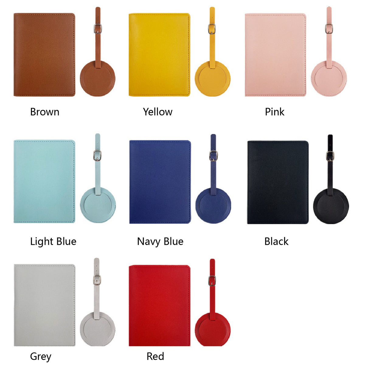 PU Luggage Tag Passport Holder Package Set Travel Suits Round Luggage Tag