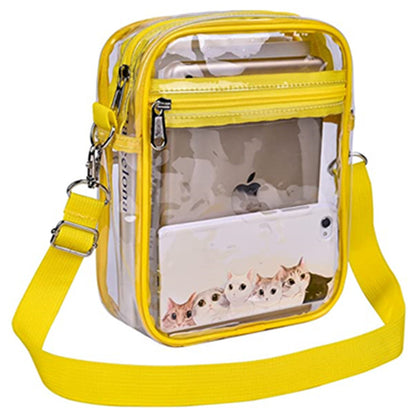 Women's PVC Transparent Shoulder Bag Clear Bag Crossbody Bag W/Strap Stadium Approved Bag(Size L)