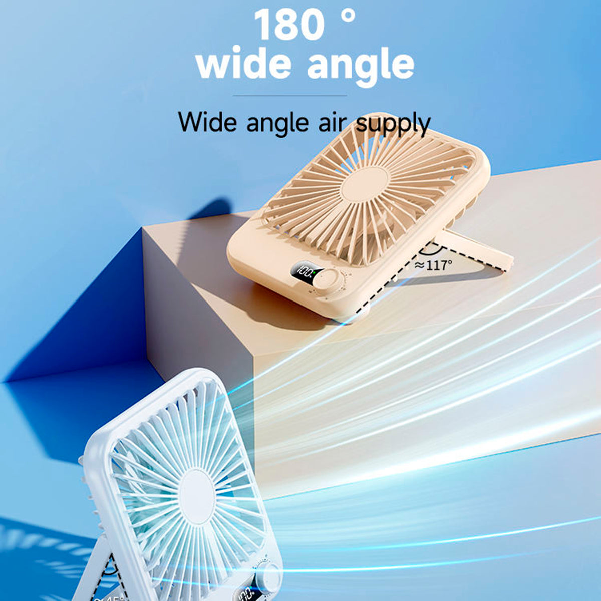 Summer Hot Rechargeable Desktop Fan Adjustable Angle 100 Speeds w/ LED Display Screen