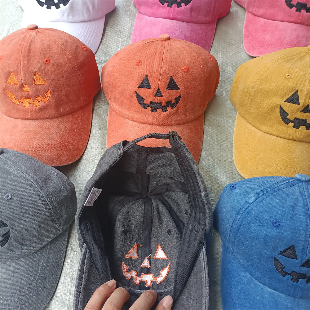 Halloween Pumpkin Baseball Cap Washed Cotton Hat