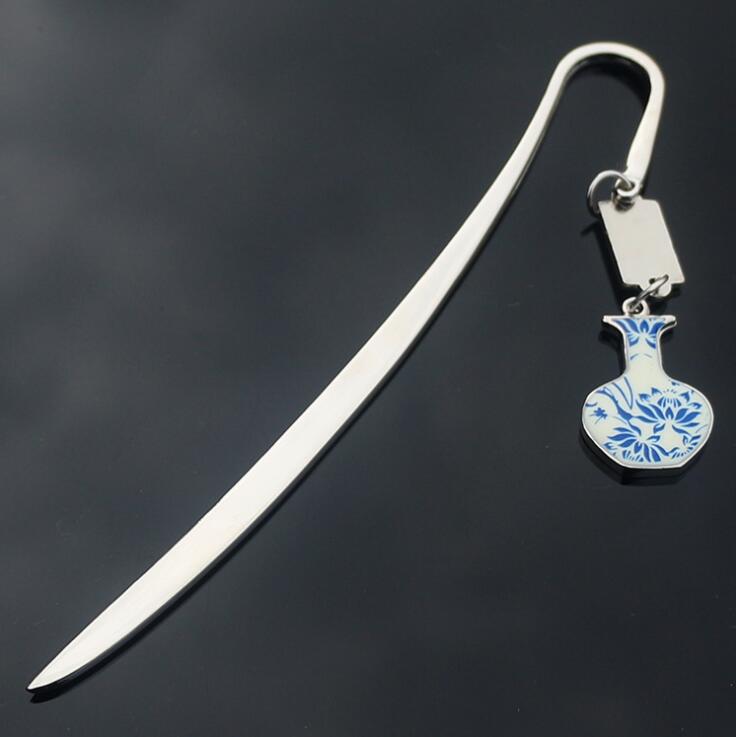 Metal Bookmark w/Porcelain Pendant