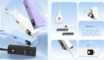 5000mAh QC22.5W Wall Charger (AC) Power Bank W/FCC Certification