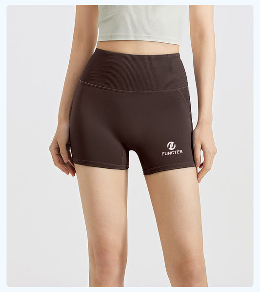 Women's Striped High-Waist Yoga Shorts