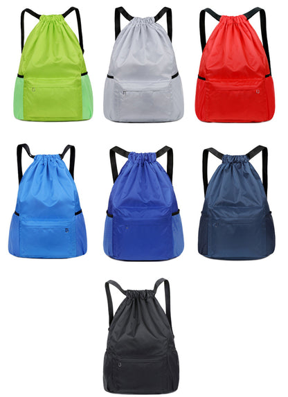 19 x 13.8" Drawstring Backpack, Waterproof Sports Gym Bag with Side Pocket